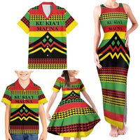 Hawaii Ku Kia'i Mauna Personalized Family Matching Tank Maxi Dress and Hawaiian Shirt Hawaiian Kanaka Maoli Motif LT9 - Polynesian Pride