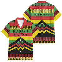 Hawaii Ku Kia'i Mauna Personalized Family Matching Tank Maxi Dress and Hawaiian Shirt Hawaiian Kanaka Maoli Motif LT9 Dad's Shirt - Short Sleeve Green - Polynesian Pride