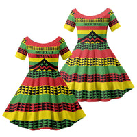 Hawaii Ku Kia'i Mauna Personalized Family Matching Tank Maxi Dress and Hawaiian Shirt Hawaiian Kanaka Maoli Motif LT9 Daughter's Dress Green - Polynesian Pride