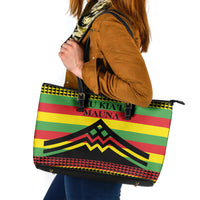 Hawaii Ku Kia'i Mauna Leather Tote Bag Hawaiian Kanaka Maoli Motif