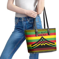 Hawaii Ku Kia'i Mauna Leather Tote Bag Hawaiian Kanaka Maoli Motif