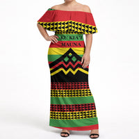 Hawaii Ku Kia'i Mauna Personalized Off Shoulder Maxi Dress Hawaiian Kanaka Maoli Motif LT9 Women Green - Polynesian Pride