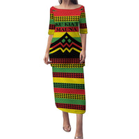 Hawaii Ku Kia'i Mauna Personalized Puletasi Hawaiian Kanaka Maoli Motif LT9 Long Dress Green - Polynesian Pride