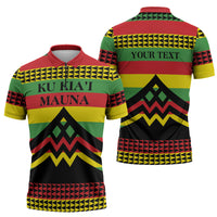 Hawaii Ku Kia'i Mauna Personalized Zipper Polo Shirt Hawaiian Kanaka Maoli Motif LT9 - Polynesian Pride
