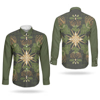 Hawaii Ohia Lehua Squares Couples Matching Off Shoulder Short Dress and Long Sleeve Button Shirt Hawaiian Quilt Inspired Floral Pattern LT9 - Polynesian Pride
