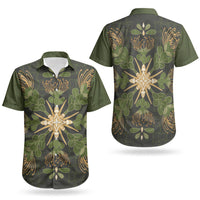 Hawaii Ohia Lehua Squares Couples Matching Short Sleeve Bodycon Dress and Hawaiian Shirt Hawaiian Quilt Inspired Floral Pattern LT9 - Polynesian Pride