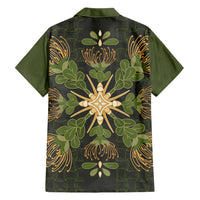 Hawaii Ohia Lehua Squares Family Matching Tank Maxi Dress and Hawaiian Shirt Hawaiian Quilt Inspired Floral Pattern LT9 Dad's Shirt - Long Sleeve Green - Polynesian Pride