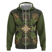 Hawaii Ohia Lehua Squares Hoodie Hawaiian Quilt Inspired Floral Pattern LT9 Zip Hoodie Green - Polynesian Pride