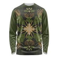 Hawaii Ohia Lehua Squares Long Sleeve Shirt Hawaiian Quilt Inspired Floral Pattern