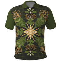 Hawaii Ohia Lehua Squares Polo Shirt Hawaiian Quilt Inspired Floral Pattern LT9 Green - Polynesian Pride