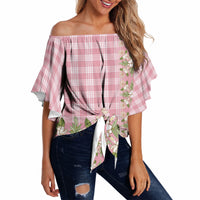 Akala Hamele Hawai'i Palaka Squares Maile Leaf Off Shoulder Wrap Waist Top Flowers Hawaiian Quilt Patterns LT9 - Polynesian Pride