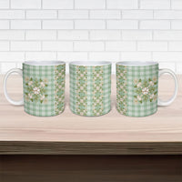 Liko Kukui Hawai'i Palaka Squares Maile Leaf Ceramic Mug Flowers Hawaiian Quilt Patterns