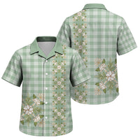 Liko Kukui Hawai'i Palaka Squares Maile Leaf Family Matching Short Sleeve Bodycon Dress and Hawaiian Shirt Flowers Hawaiian Quilt Patterns LT9 Son's Shirt Sage Green - Polynesian Pride