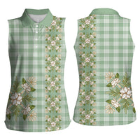 Liko Kukui Hawai'i Palaka Squares Maile Leaf Women Sleeveless Polo Shirt Flowers Hawaiian Quilt Patterns LT9 - Polynesian Pride