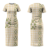 Melemele Ahiahia Hawai'i Palaka Squares Maile Leaf Family Matching Short Sleeve Bodycon Dress and Hawaiian Shirt Flowers Hawaiian Quilt Patterns