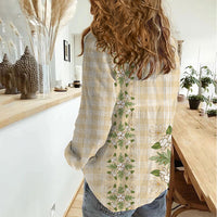 Melemele Ahiahia Hawai'i Palaka Squares Maile Leaf Women Casual Shirt Flowers Hawaiian Quilt Patterns LT9 - Polynesian Pride