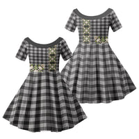 Pauli Hawai'i Palaka Squares Maile Leaf Family Matching Off Shoulder Short Dress and Hawaiian Shirt Flowers Hawaiian Quilt Patterns