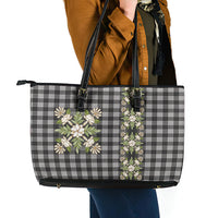 Pauli Hawai'i Palaka Squares Maile Leaf Leather Tote Bag Flowers Hawaiian Quilt Patterns