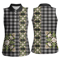 Pauli Hawai'i Palaka Squares Maile Leaf Women Sleeveless Polo Shirt Flowers Hawaiian Quilt Patterns