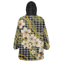 Ele'ele Hawai'i Palaka Plumeria Wearable Blanket Hoodie Puakenikeni and Maile Lei LT9 - Polynesian Pride