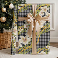 Ele'ele Hawai'i Palaka Plumeria Wrapping Paper Puakenikeni and Maile Lei