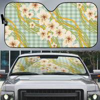 Liko Kukui Hawai'i Palaka Plumeria Auto Sun Shade Puakenikeni and Maile Lei
