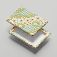 Liko Kukui Hawai'i Palaka Plumeria Canvas Wall Art Puakenikeni and Maile Lei