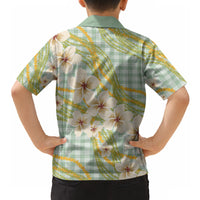 Liko Kukui Hawai'i Palaka Plumeria Hawaiian Shirt Puakenikeni and Maile Lei