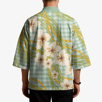 Liko Kukui Hawai'i Palaka Plumeria Kimono Puakenikeni and Maile Lei
