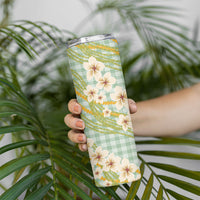 Liko Kukui Hawai'i Palaka Plumeria Skinny Tumbler Puakenikeni and Maile Lei LT9 - Polynesian Pride