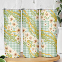 Liko Kukui Hawai'i Palaka Plumeria Skinny Tumbler Puakenikeni and Maile Lei LT9 - Polynesian Pride
