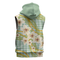 Liko Kukui Hawai'i Palaka Plumeria Sleeveless Hoodie Puakenikeni and Maile Lei