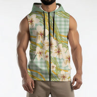 Liko Kukui Hawai'i Palaka Plumeria Sleeveless Zip Hoodie Puakenikeni and Maile Lei