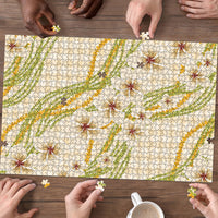 Melemele Ahiahia Hawai'i Palaka Plumeria Puzzle Puakenikeni and Maile Lei