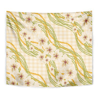 Melemele Ahiahia Hawai'i Palaka Plumeria Tapestry Puakenikeni and Maile Lei