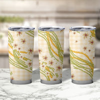 Melemele Ahiahia Hawai'i Palaka Plumeria Tumbler Cup Puakenikeni and Maile Lei