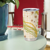 Melemele Ahiahia Hawai'i Palaka Plumeria Tumbler Cup Puakenikeni and Maile Lei