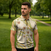 Melemele Ahiahia Hawai'i Palaka Plumeria Zipper Polo Shirt Puakenikeni and Maile Lei