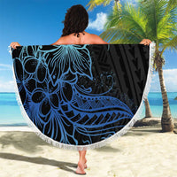 Floral Polynesian Hibiscus Tattoo Beach Blanket Blue Gradient Style LT9 - Polynesian Pride