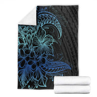 Floral Polynesian Hibiscus Tattoo Blanket Blue Gradient Style LT9 - Polynesian Pride