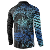 Floral Polynesian Hibiscus Tattoo Button Sweatshirt Blue Gradient Style LT9 - Polynesian Pride