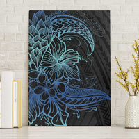 Floral Polynesian Hibiscus Tattoo Canvas Wall Art Blue Gradient Style LT9 Without Frame Blue - Polynesian Pride