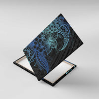 Floral Polynesian Hibiscus Tattoo Canvas Wall Art Blue Gradient Style LT9 With Frame Blue - Polynesian Pride