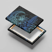Floral Polynesian Hibiscus Tattoo Canvas Wall Art Blue Gradient Style LT9 - Polynesian Pride