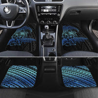 Floral Polynesian Hibiscus Tattoo Car Mats Blue Gradient Style LT9 Set 4pcs Blue - Polynesian Pride