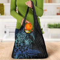 Floral Polynesian Hibiscus Tattoo Grocery Bag Blue Gradient Style LT9 - Polynesian Pride