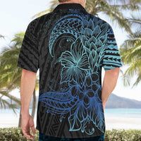 Floral Polynesian Hibiscus Tattoo Hawaiian Shirt Blue Gradient Style LT9 - Polynesian Pride
