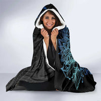 Floral Polynesian Hibiscus Tattoo Hooded Blanket Blue Gradient Style LT9 - Polynesian Pride
