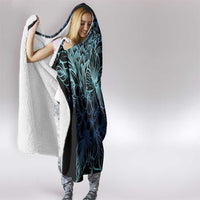 Floral Polynesian Hibiscus Tattoo Hooded Blanket Blue Gradient Style LT9 - Polynesian Pride