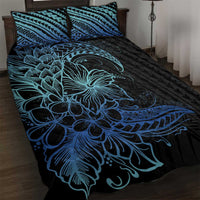 Floral Polynesian Hibiscus Tattoo Quilt Bed Set Blue Gradient Style LT9 Blue - Polynesian Pride